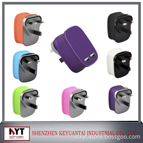 dual usb port wall charger, usb wall charger 5V 3.4A with CE, Rohs, FCC and SAA certificate